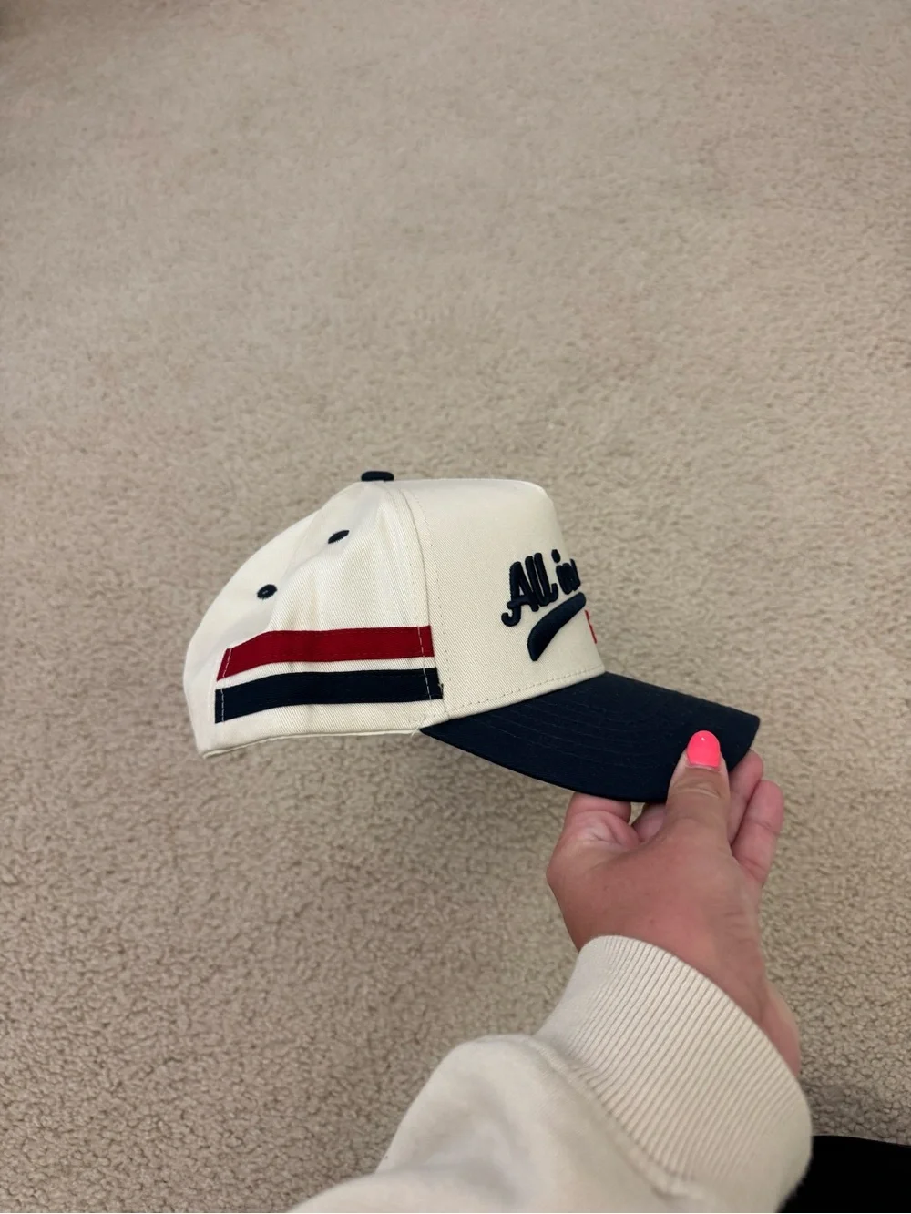 All Is Well 2025 Kids Cap - White and Navy